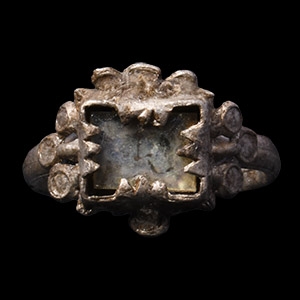 Post Medieval Pewter Ring with Inlay
