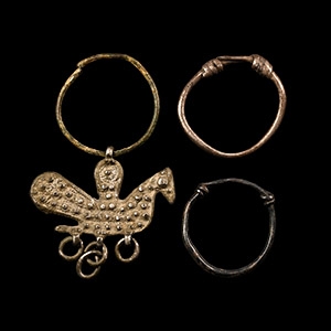 Viking Period Silver Ring and Bird Pendant Group