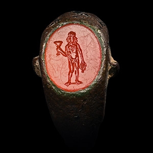 Ring with Standing Figure Gemstone