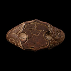 Post Medieval Armorial Ring with Crown in Shield
