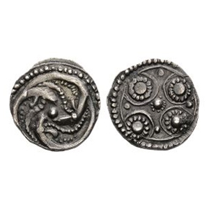 Anglo-Saxon Coins - Secondary Phase - Series H Type 48 - Wolf Heads AR Sceatta