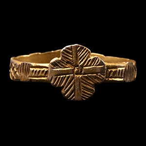 Medieval Silver-Gilt Fede Ring