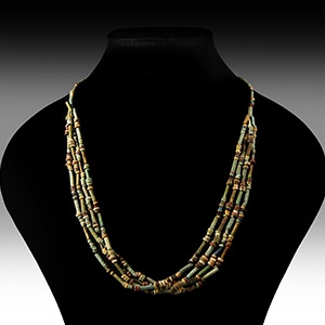 Egyptian Multi-Stranded Mummy Bead Necklace