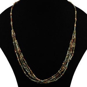 Egyptian Multi-Stranded Faience Mummy Bead Necklace