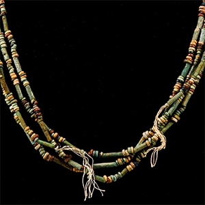 Egyptian Multi-Stranded Faience Mummy Bead Necklace