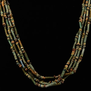 Egyptian Multi-Stranded Mummy Bead Necklace
