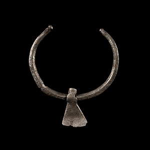 Iron Age Celtic Silver Axe Pendant with Loop