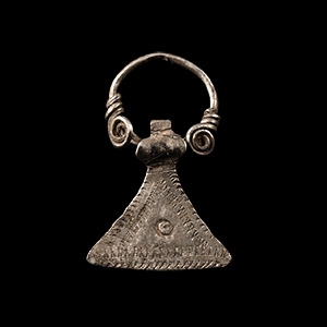 Viking Age Silver Decorated Axehead Pendant with Loop