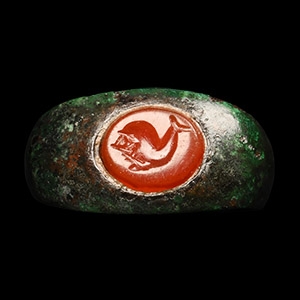 Roman Ring with Dolphin Gemstone