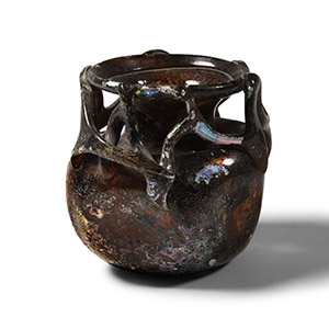 Roman Aubergine Glass Vessel with Trails