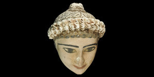 Painted Plaster Female Mummy Portrait Mask