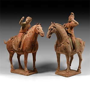 Chinese Tang Hunter Pair on Horseback