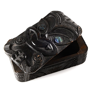 New Zealand Maori Carved Wood Box