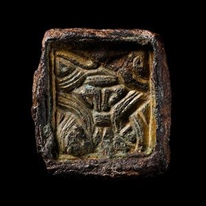 Anglo-Saxon Gilt Chip-Carved Shield Mount with Beast Mask