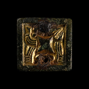 Anglo-Saxon Gilt Chip-Carved Beast Mount