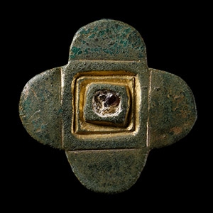 Anglo-Saxon Gilt Chip-Carved Quatrefoil Mount