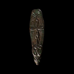 Anglo-Saxon Zoomorphic Strap End with Lobed Cross