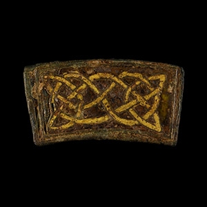 Anglo-Saxon Red and Yellow Enamelled Interlace Mount