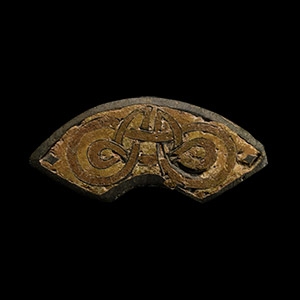 Anglo-Saxon Enamelled Interlace Pelta-Shaped Mount