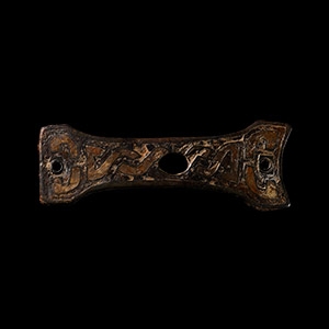 Anglo-Saxon Enamelled Interlace Bone-Shaped Mount