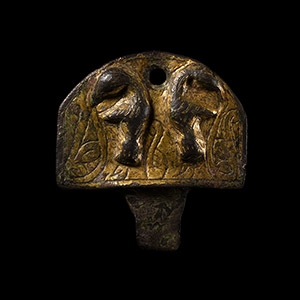 Magyar Gilt Sword Scabbard Mount with Two Ravens