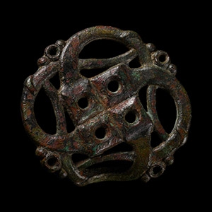 Anglo-Scandinavian Viking Quatrefoil Dragon-Whorl Mount
