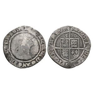 English Tudor Coins - Elizabeth I - 1570 - AR Sixpence