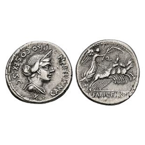 Ancient Roman Republican Coins - C Annius T f T n Luscus / L Fabius L f Hispaniensis - Victory AR Denarius