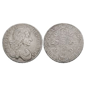 English Milled Coins - Charles II - 1681 - AR Crown