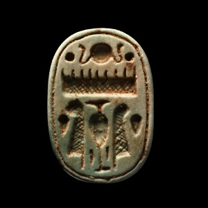 Egyptian Faience Scaraboid of Seti I and Thutmose III