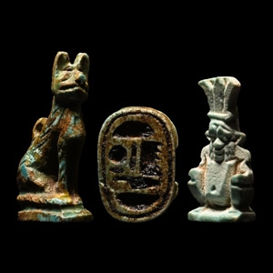 Egyptian Blue Glazed Faience Amulet Collection