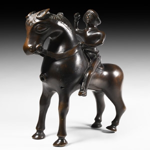 Bronze Aquamanile with Horse and Rider