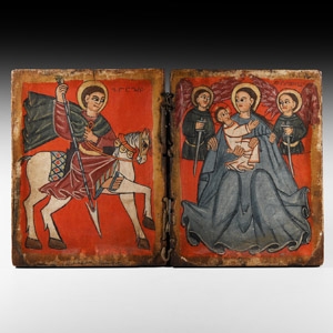 Ethiopian Icon with St George and Virgin