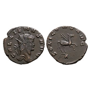 Ancient Roman Imperial Coins - Gallienus - Pegasus AE Antoninianus