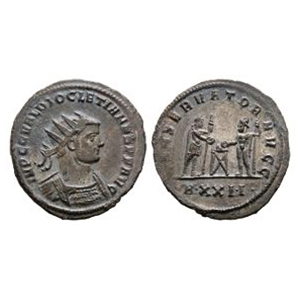 Ancient Roman Imperial Coins - Diocletian - Emperor and Jupiter AE Antoninianus