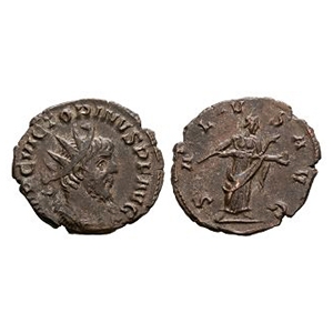 Ancient Roman Imperial Coins - Victorinus - Salus AE Antoninianus