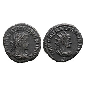Ancient Roman Imperial Coins - Vabalathus and Aurelian - Double Portrait AE Antoninianus