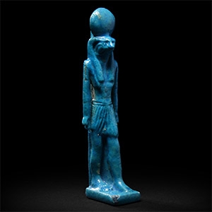 Egyptian Blue Glazed Ra Amulet