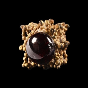 Medieval Gold Amulet with Cabochon Garnets