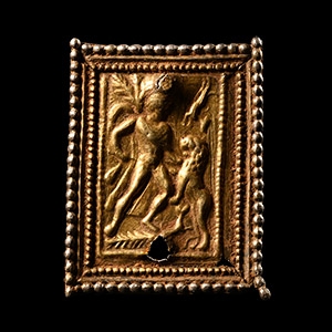 Silver-Gilt Military Belt Plate with Hercules Killing the Nemean Lion