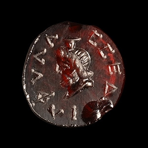Roman Epigraphic Gemstone with Head of Zeus Serapis