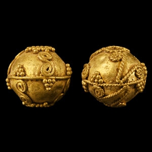 Greek Gold Bead Pair