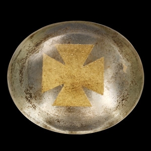 Glass Ring with Inlaid Gold Cross