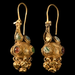 Byzantine Inlaid Gold Earrings