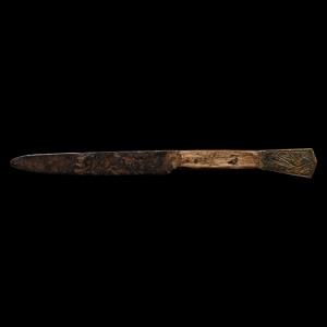 Medieval Knife with Bronze Pommel and Veiled Figure