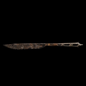Medieval Knife with Bronze Pommel with Initials T.C.