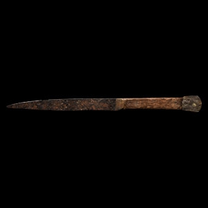 Medieval Knife with Bronze Pommel and Veiled Figure