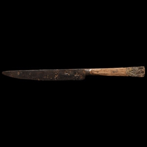 Medieval Knife with Bronze Pommel and Veiled Figure