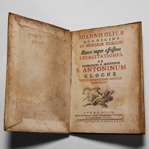 Books - Giovanni Oliva - In Marmor Isiacum, Romae Nuper Effossum, Exercitationes