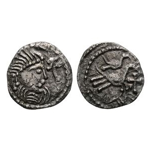 Anglo-Saxon Coins - Secondary Phase - Series J, Type 36 - Two Birds AR Sceatta
